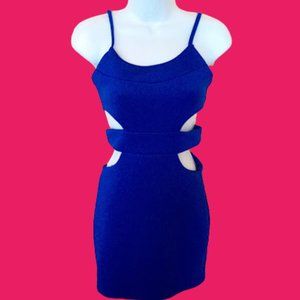 Bright Blue Mini Dress with Side Cut Outs Size Small (Fits XS)